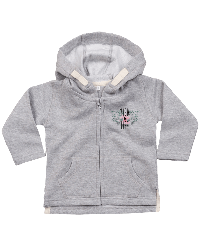 Hoddie with zip for baby Yoga is life by tunetoo