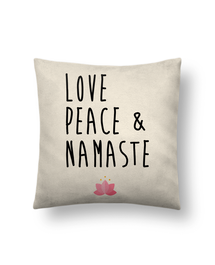 Coussin suédine Love, Peace & Namaste par tunetoo