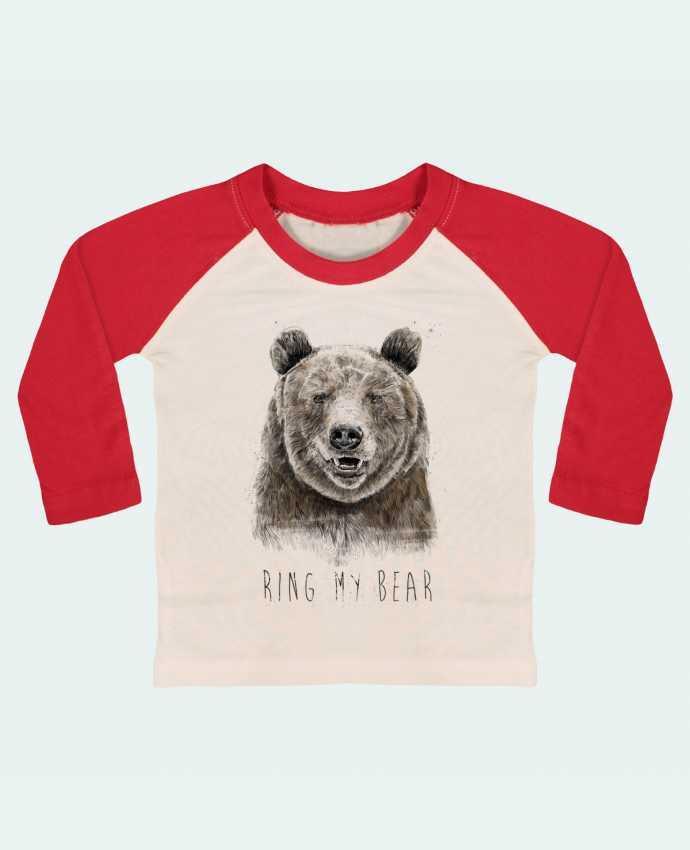 T-shirt baby Baseball long sleeve Ring my bear by Balàzs Solti