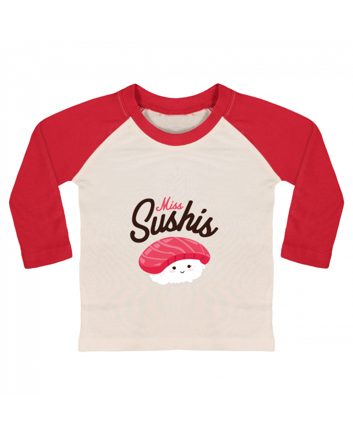Camiseta Bebé Béisbol Manga Larga Miss Sushis por Nana
