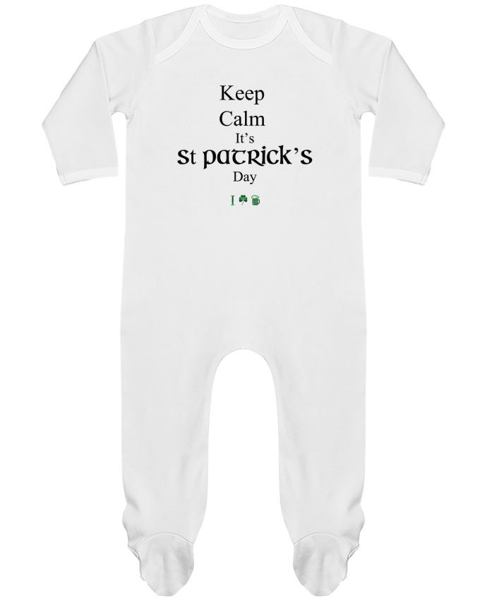 Baby Sleeper long sleeves Contrast Keep calm it's St Patrick's Day by tunetoo