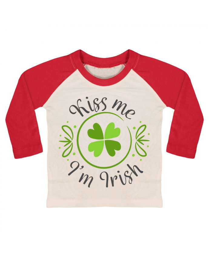 Tee-shirt Bébé Baseball ML Kiss me I'm Irish par tunetoo