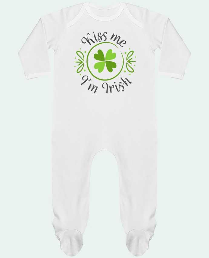 Baby Sleeper long sleeves Contrast Kiss me I'm Irish by tunetoo