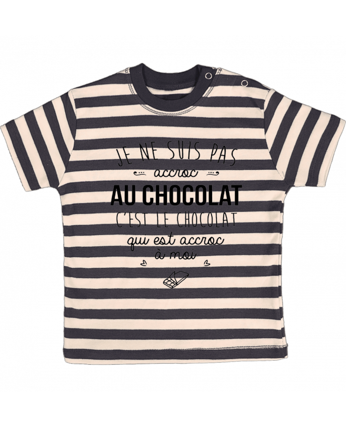 T-shirt baby with stripes choco addict by DesignMe