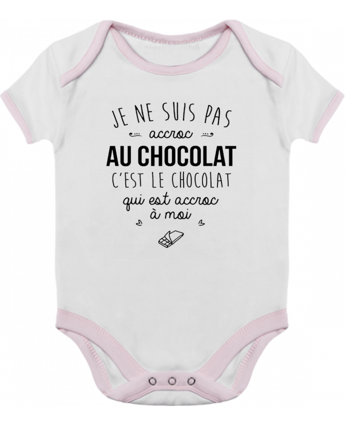Body bébé manches contrastées choco addict par DesignMe