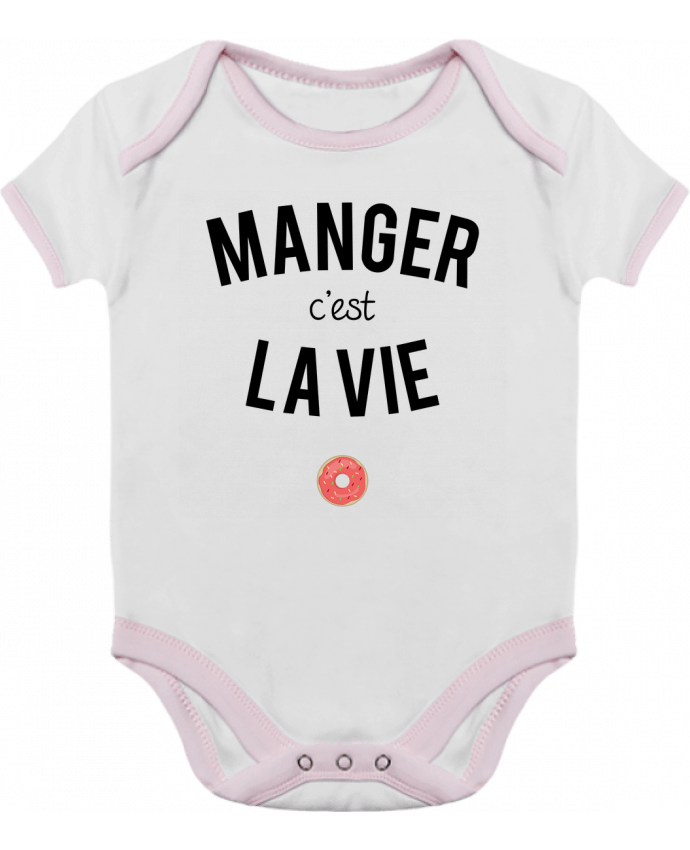 Body bébé manches contrastées Manger c'est la vie par tunetoo