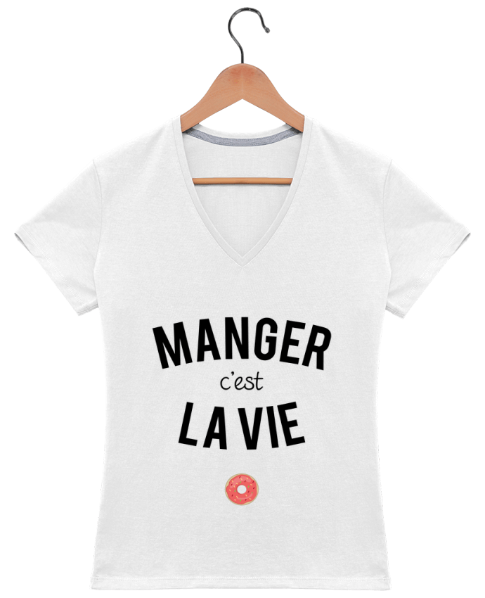 T-shirt femme col V Manger c'est la vie par tunetoo