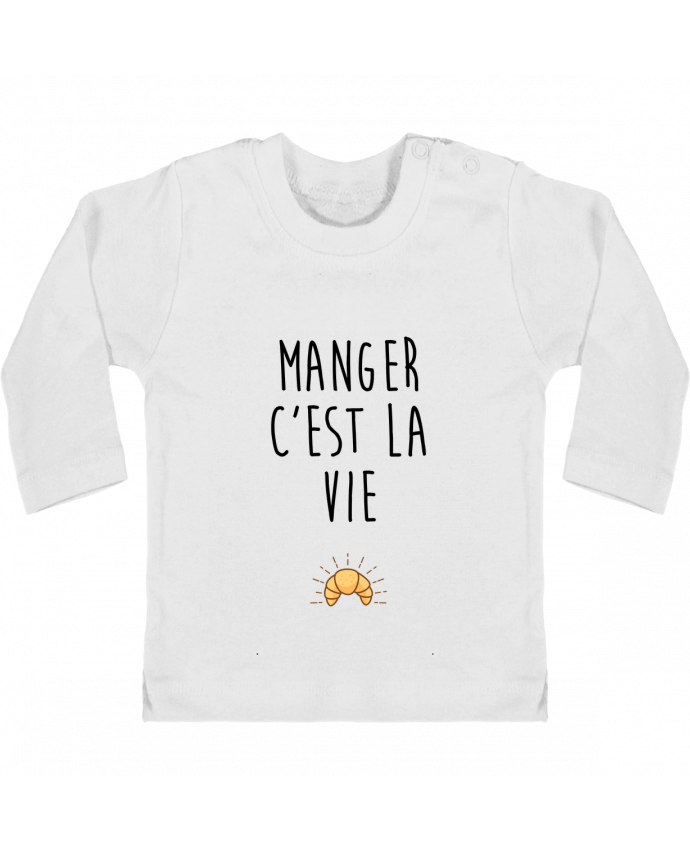 Baby T-shirt with press-studs long sleeve Manger c'est la vie manches longues du designer tunetoo