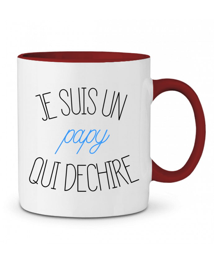 Mug bicolore Je suis un papy qui déchire tunetoo