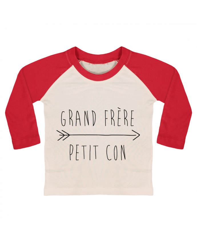 Camiseta Bebé Béisbol Manga Larga Grand frère, petit con por tunetoo