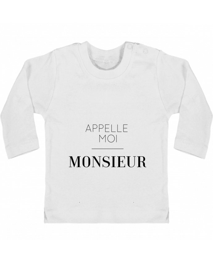Baby T-shirt with press-studs long sleeve Appelle moi Monsieur manches longues du designer tunetoo