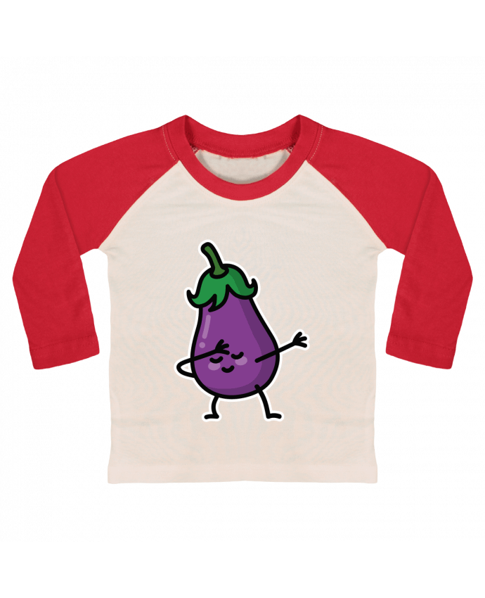 T-shirt baby Baseball long sleeve Aubergine dab by LaundryFactory