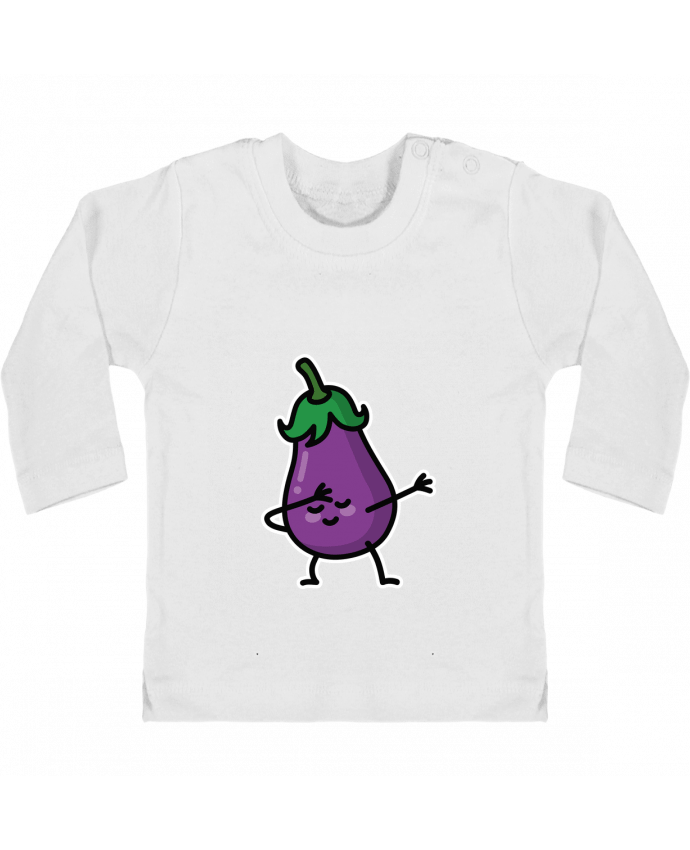 Baby T-shirt with press-studs long sleeve Aubergine dab manches longues du designer LaundryFactory