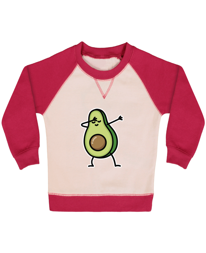 Sweatshirt Baby crew-neck sleeves contrast raglan Avocado dab by LaundryFactory
