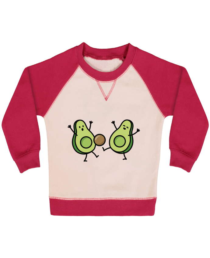 Sweatshirt Baby crew-neck sleeves contrast raglan Avocado soccer by LaundryFactory