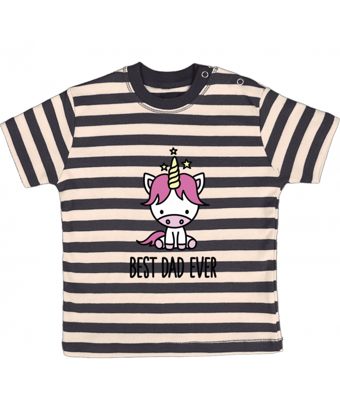T-shirt baby with stripes Best dad ever by LaundryFactory