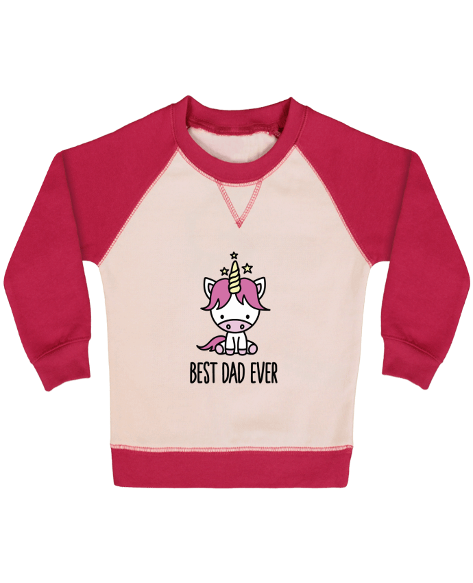 Sweatshirt Baby crew-neck sleeves contrast raglan Best dad ever by LaundryFactory