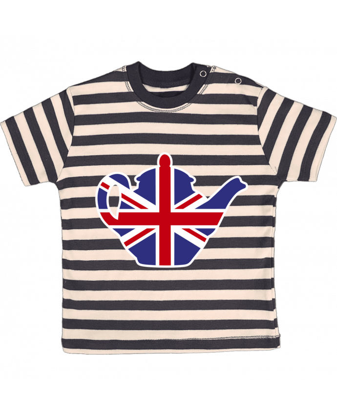 T-shirt baby with stripes British tea pot by LaundryFactory