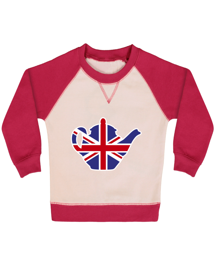 Sweatshirt Baby crew-neck sleeves contrast raglan British tea pot by LaundryFactory