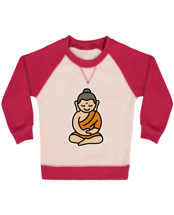 Sweatshirt Baby crew-neck sleeves contrast raglan Buddha cartoon by LaundryFactory