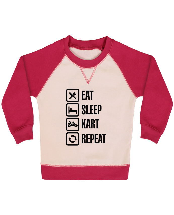 Sweat bébé manches contrastée Eat, sleep, kart, repeat par LaundryFactory