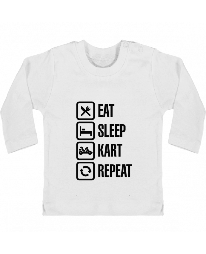 Baby T-shirt with press-studs long sleeve Eat, sleep, kart, repeat manches longues du designer LaundryFactory