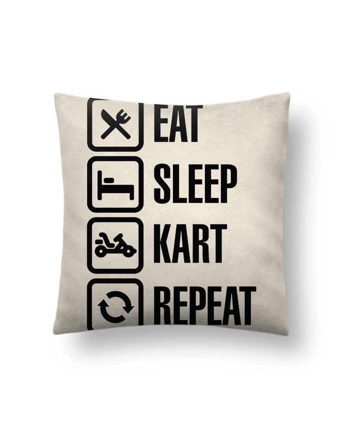 Coussin suédine Eat, sleep, kart, repeat par LaundryFactory