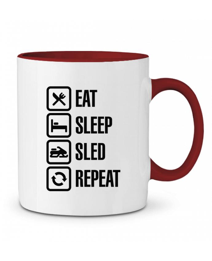 Two-tone Ceramic Mug Eat, sleep, sled, repeat LaundryFactory