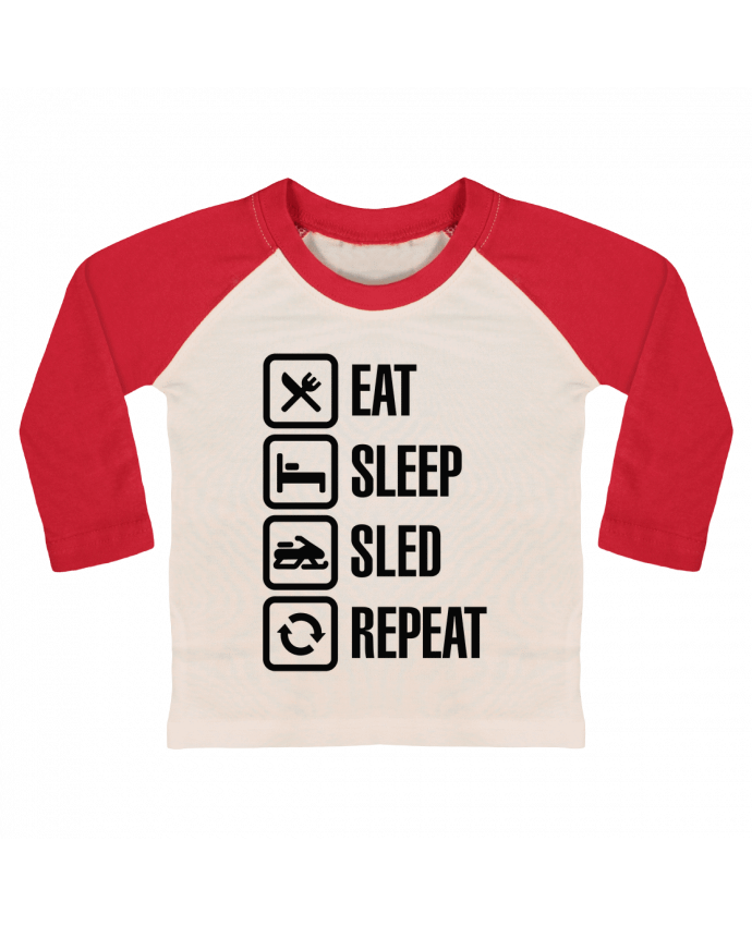T-shirt baby Baseball long sleeve Eat, sleep, sled, repeat by LaundryFactory