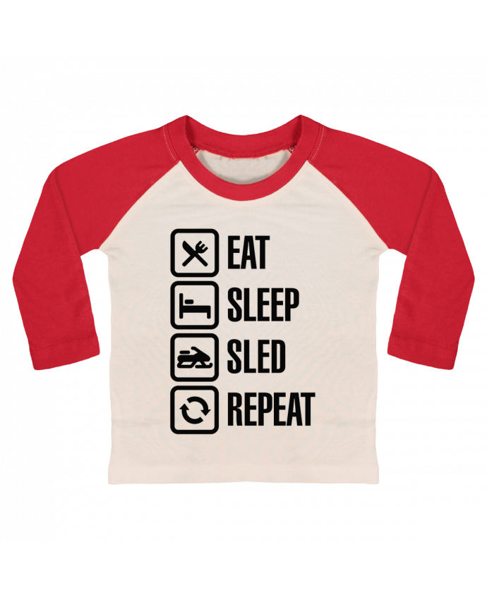 Tee-shirt Bébé Baseball ML Eat, sleep, sled, repeat par LaundryFactory