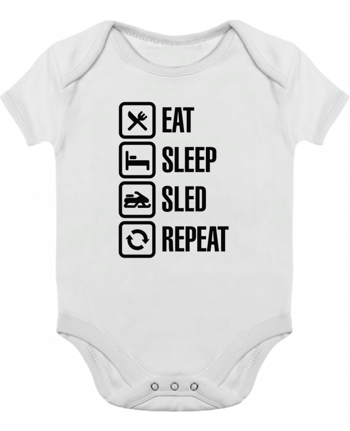 Body bébé manches contrastées Eat, sleep, sled, repeat par LaundryFactory