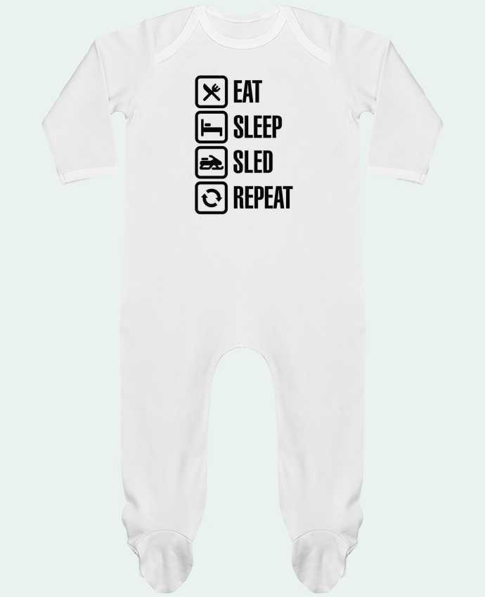 Baby Sleeper long sleeves Contrast Eat, sleep, sled, repeat by LaundryFactory