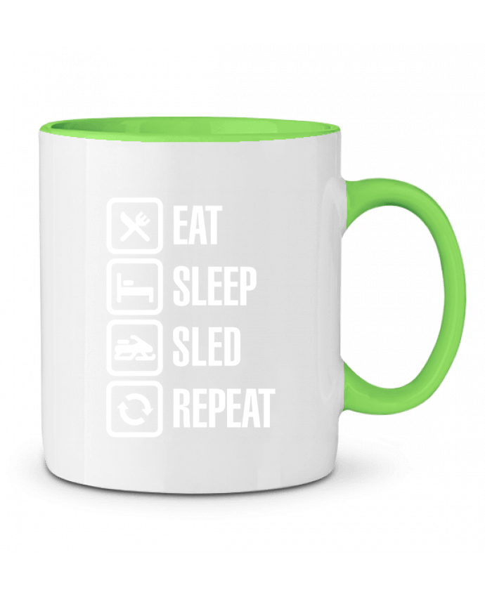 Two-tone Ceramic Mug Eat, sleep, sled, repeat LaundryFactory