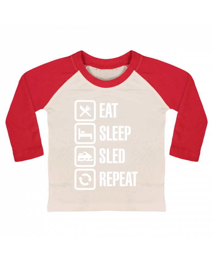 Tee-shirt Bébé Baseball ML Eat, sleep, sled, repeat par LaundryFactory