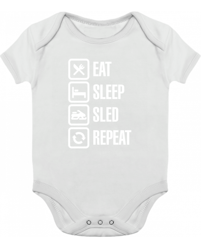 Body bébé manches contrastées Eat, sleep, sled, repeat par LaundryFactory