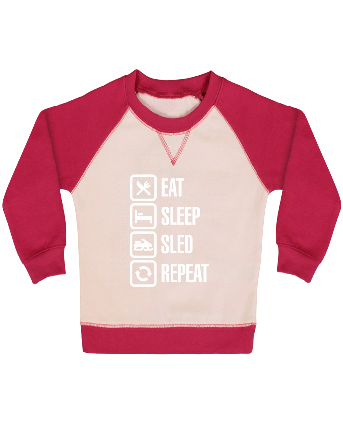 Sweatshirt Baby crew-neck sleeves contrast raglan Eat, sleep, sled, repeat by LaundryFactory