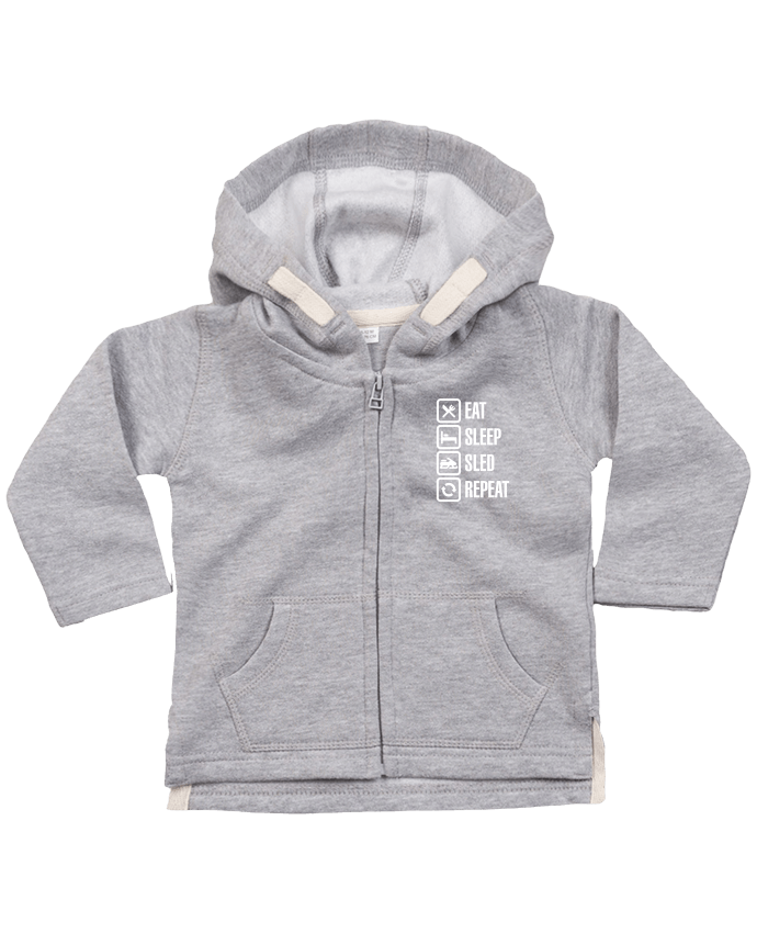 Hoddie with zip for baby Eat, sleep, sled, repeat by LaundryFactory