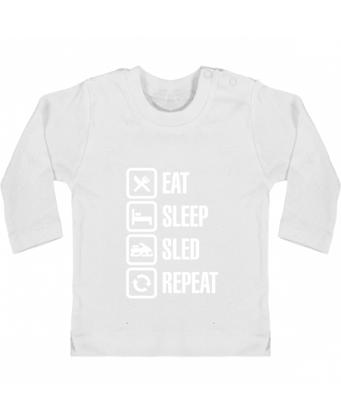 T-shirt bébé Eat, sleep, sled, repeat manches longues du designer LaundryFactory