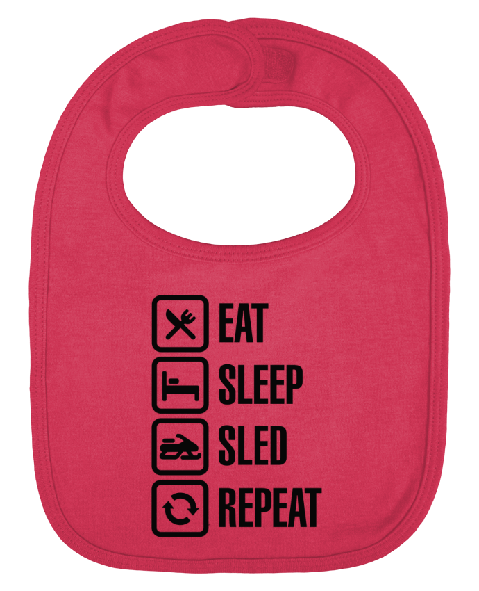 Baby Bib plain and contrast Eat, sleep, sled, repeat by LaundryFactory