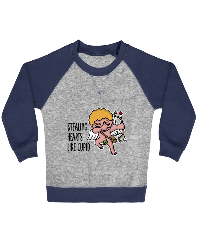 Sweatshirt Baby crew-neck sleeves contrast raglan Stealing hearts like cupid by LaundryFactory