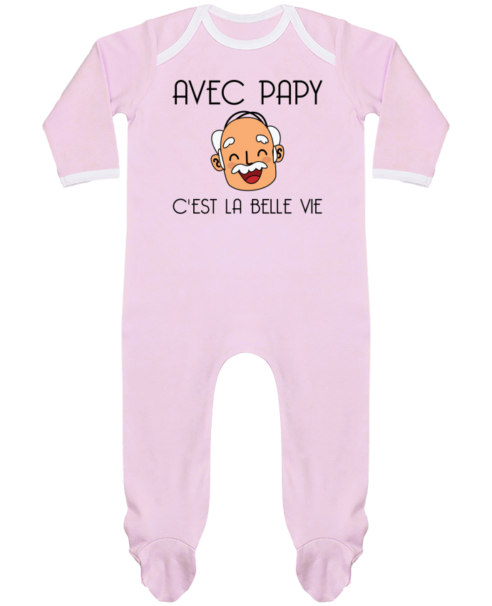 Pijama Bebé Manga Larga Contraste Avec papy c'est la belle vie ! por tunetoo