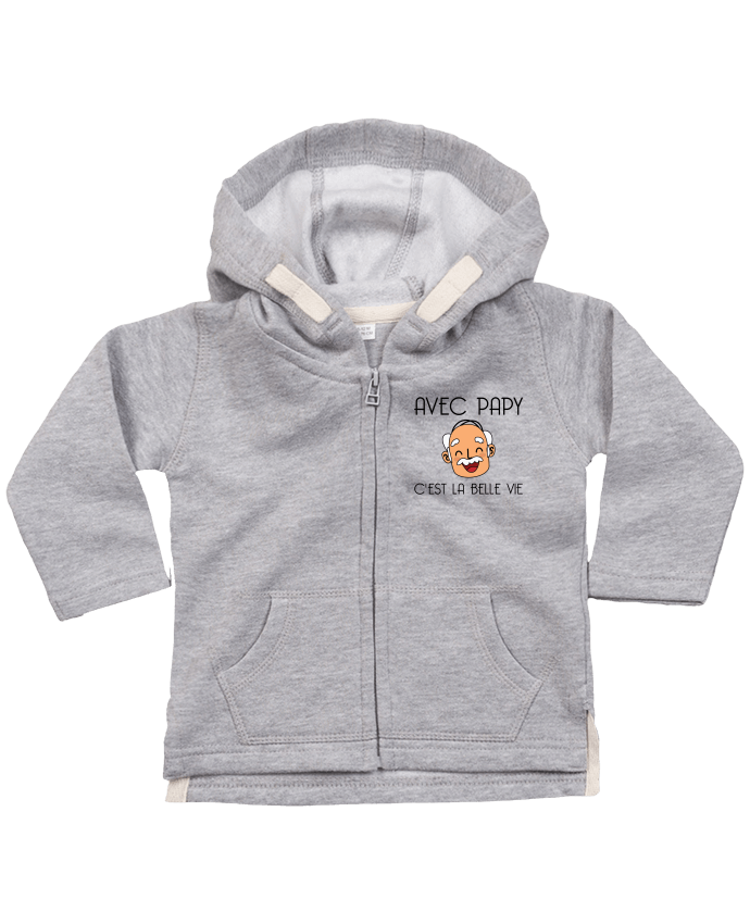 Hoddie with zip for baby Avec papy c'est la belle vie ! by tunetoo