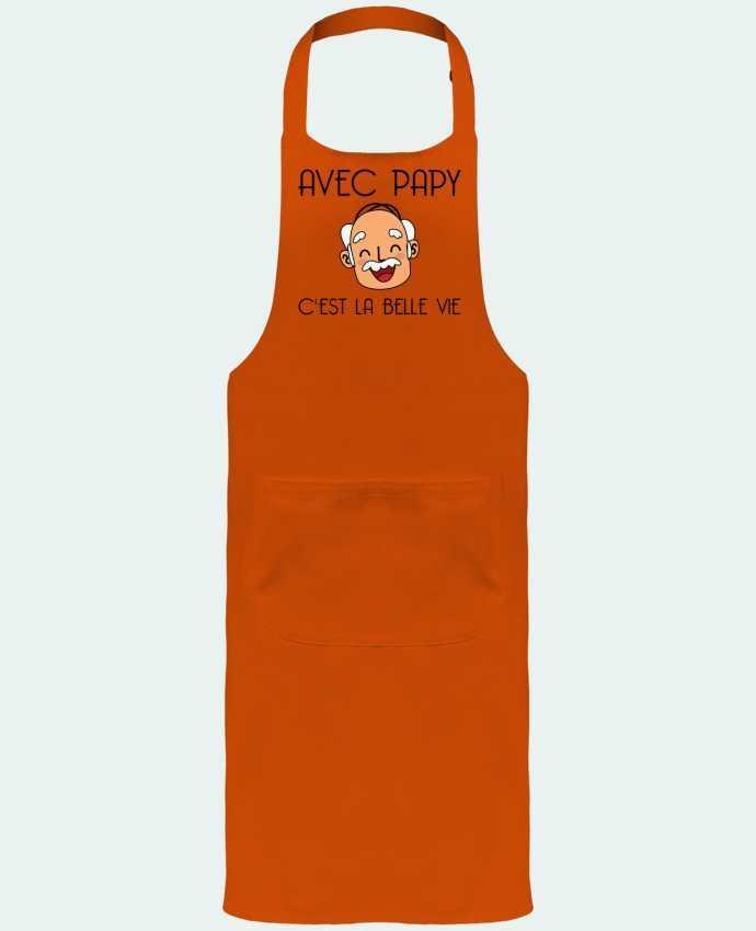 Garden or Sommelier Apron with Pocket Avec papy c'est la belle vie ! by tunetoo