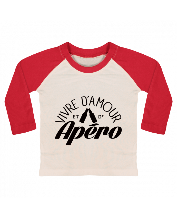 Tee-shirt Bébé Baseball ML Vivre d'Amour et d'Apéro par Freeyourshirt.com