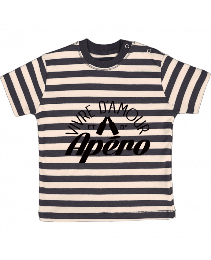 T-shirt baby with stripes Vivre d'Amour et d'Apéro by Freeyourshirt.com