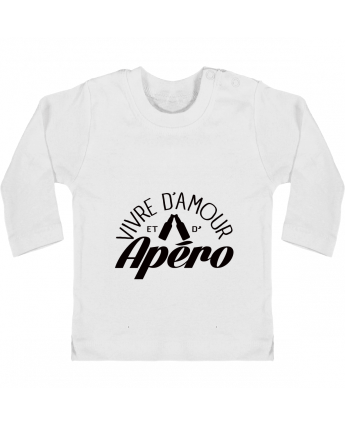 Baby T-shirt with press-studs long sleeve Vivre d'Amour et d'Apéro manches longues du designer Freeyourshirt.com