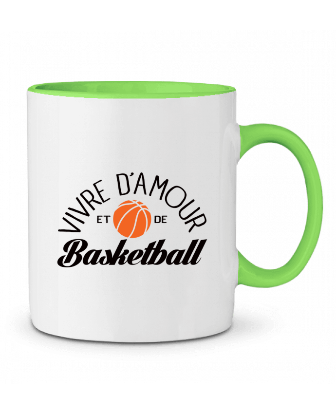 Mug bicolore Vivre d'Amour et de Basketball Freeyourshirt.com