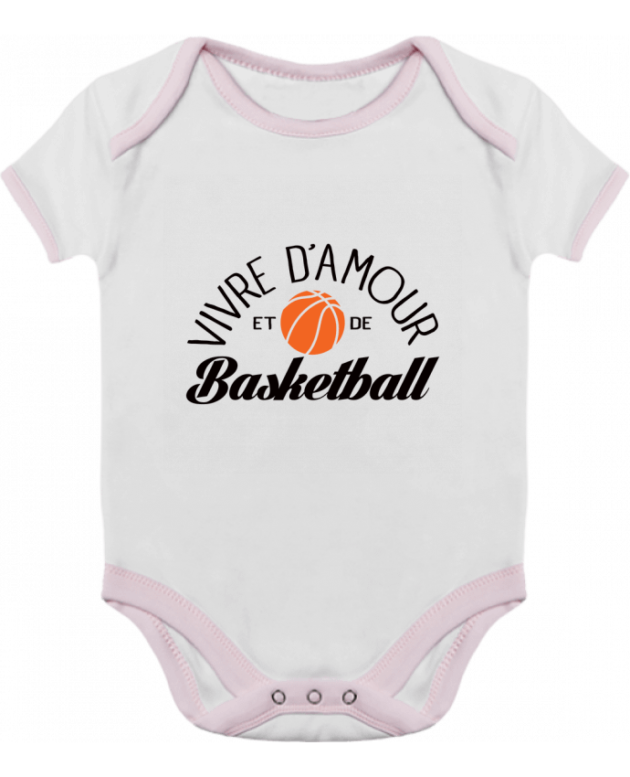Body bébé manches contrastées Vivre d'Amour et de Basketball par Freeyourshirt.com