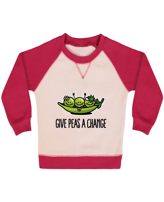 Sweatshirt Baby crew-neck sleeves contrast raglan Give peas a change by LaundryFactory