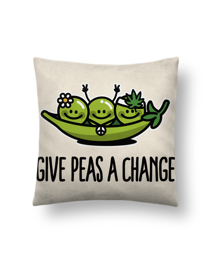 Coussin suédine Give peas a change par LaundryFactory